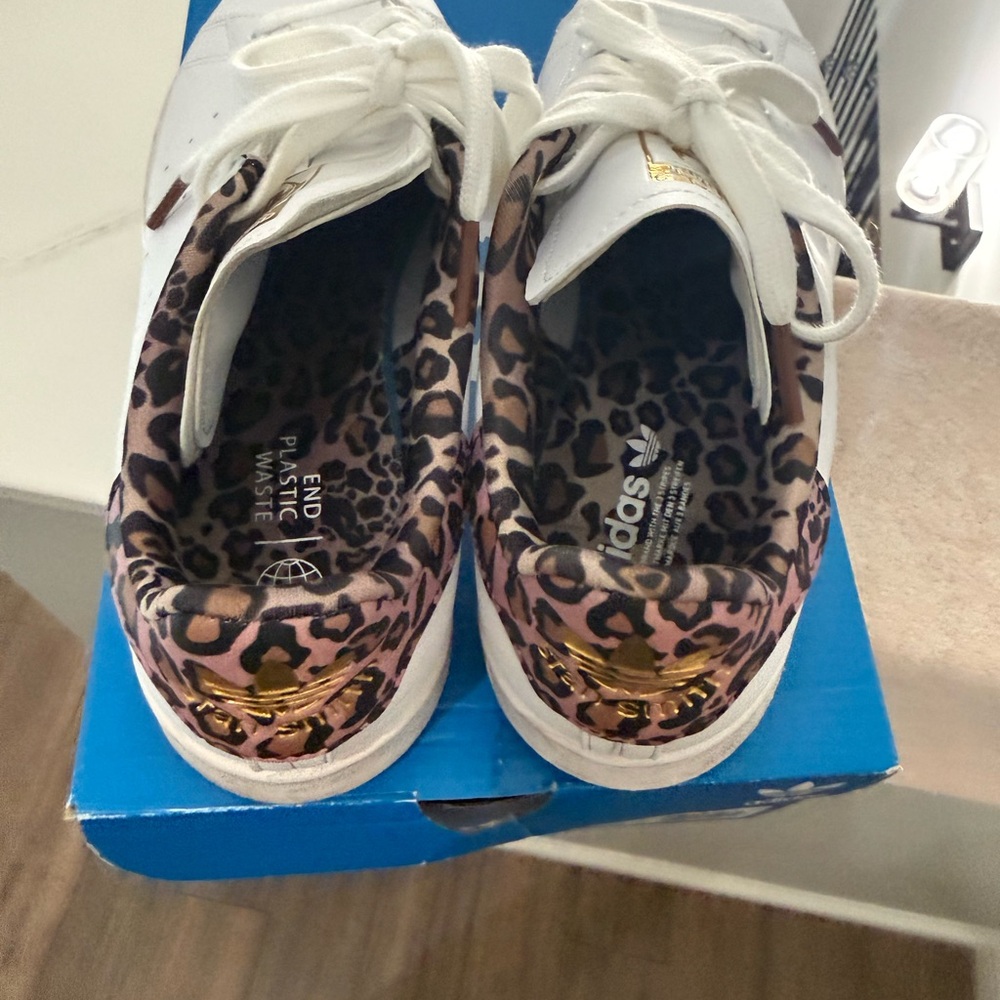 adidas Sambas White and Leopard Print Sneakers